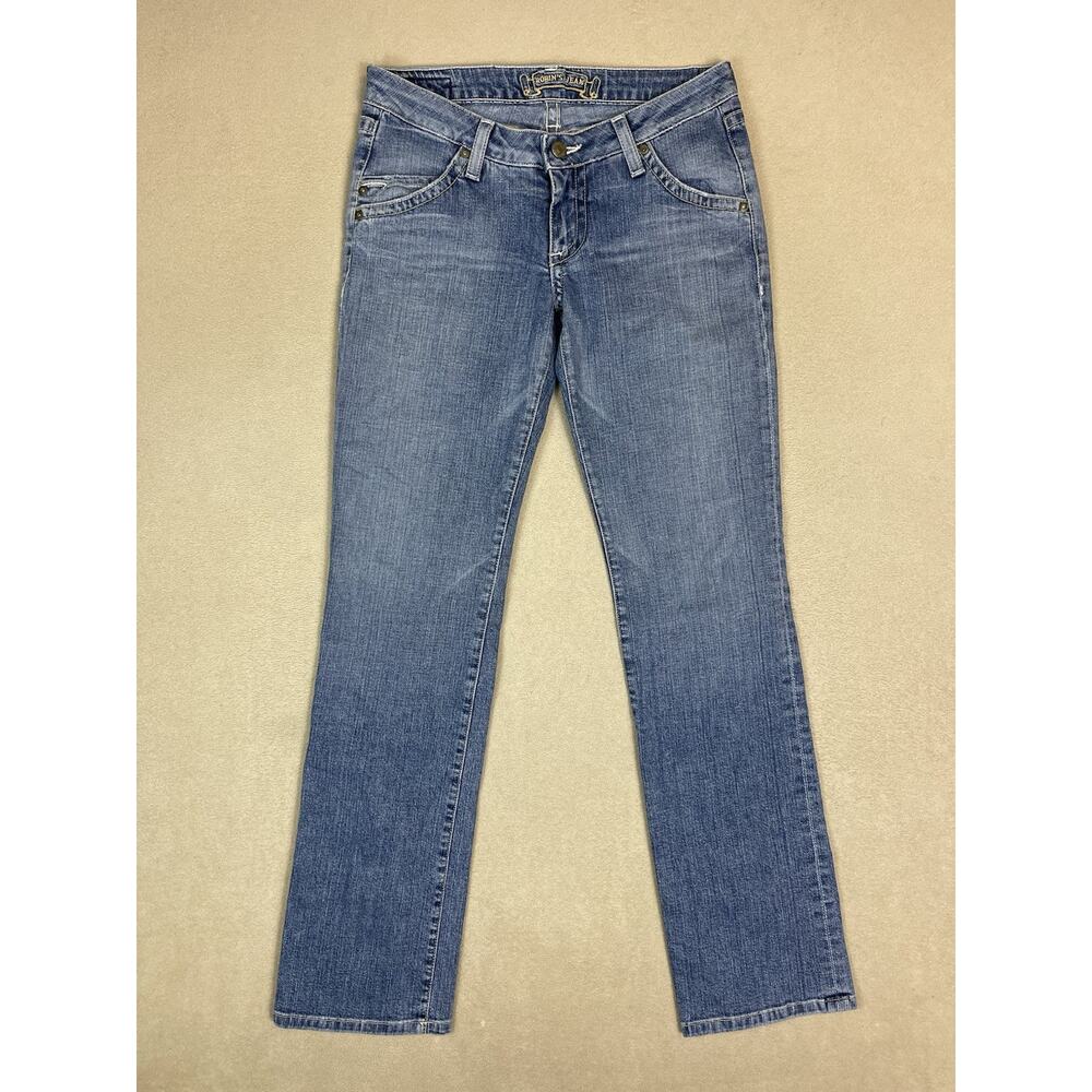 Robins Jean Womens 27 Blue Straight Leg Embroidered Low Rise‎ Regular Fit Denim